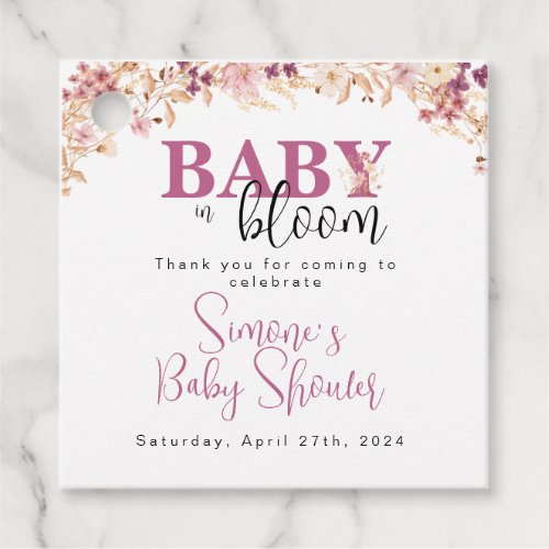 Wildflower Baby Shower Invitation Favor Tags