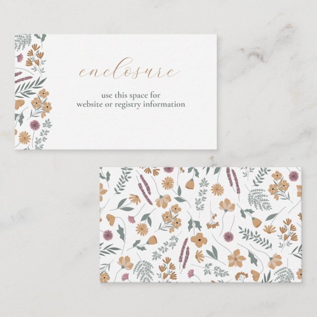 Wildflower Baby Shower Invitation Insert - Orange (Front/Back)