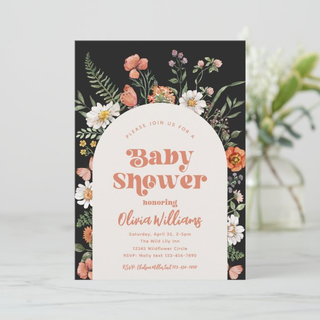Wildflower Baby Shower Invitation | Wild Baby (Standing Front)
