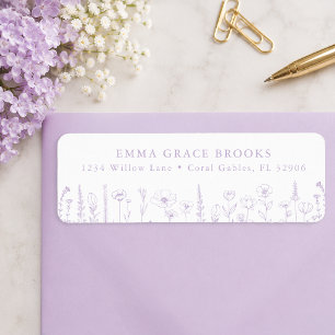Wildflower Baby Shower Lavender Return Address Label