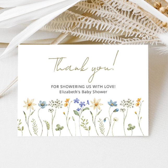 Wildflower Baby Shower Minimalist Thank You Card (Creator Uploaded)