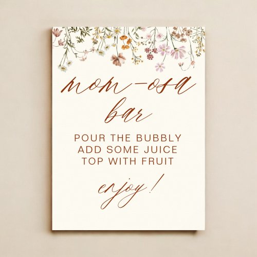 Wildflower Baby Shower Mom-osa Bar Poster by Pretty Girly Designs