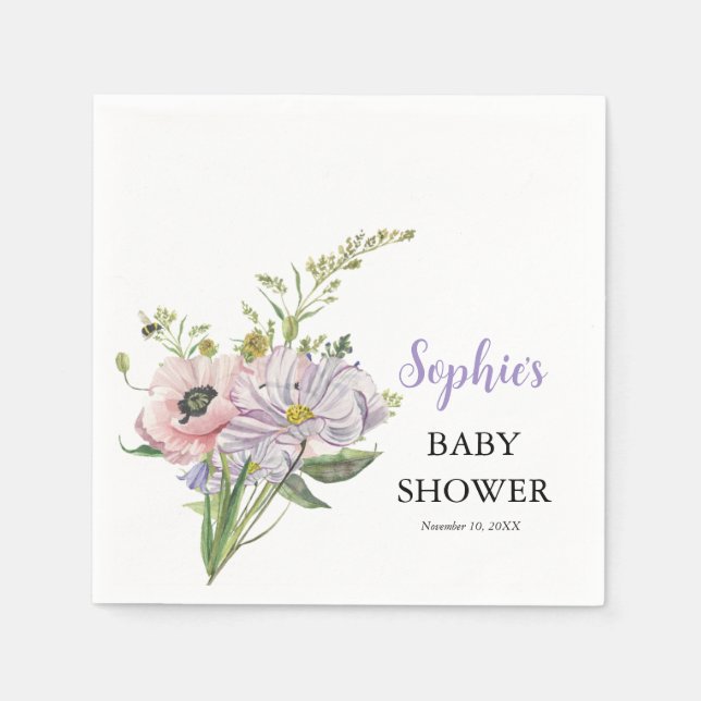 Wildflower Baby Shower Napkins (Front)