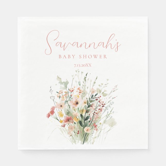 Wildflower Baby Shower Napkins (Front)