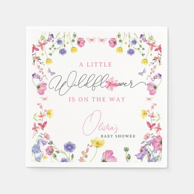 Wildflower Baby Shower Napkins | Customizable Text (Front)