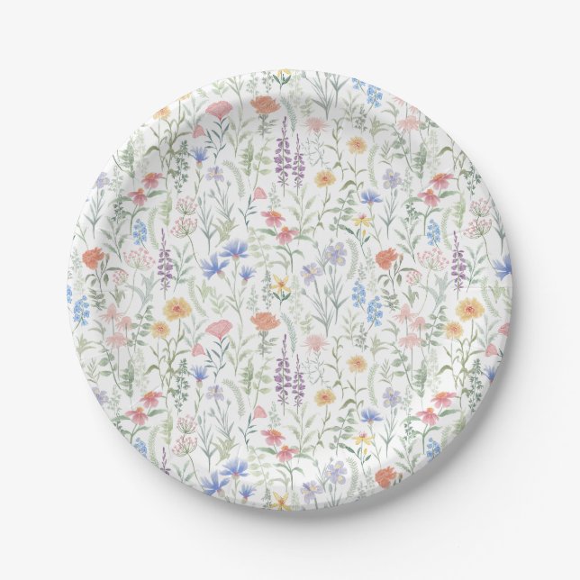 Wildflower Baby Shower Napkins Paper Plates (Front)