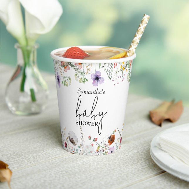 Wildflower Baby Shower Paper Cups (Insitu)