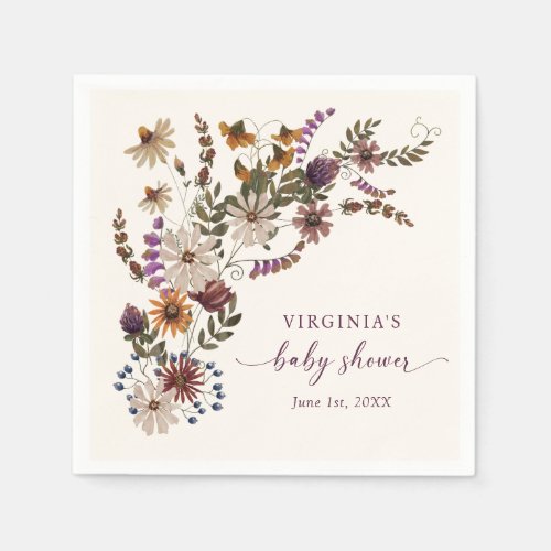 Wildflower Baby Shower Paper Napkins
