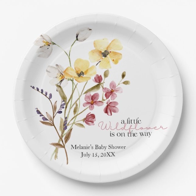 Wildflower  Baby Shower Paper Plate (Front)