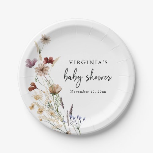 Wildflower Baby Shower Paper Plate