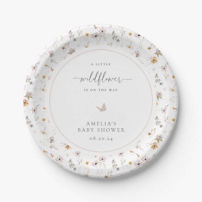 Wildflower Baby Shower Paper Plates (Front)
