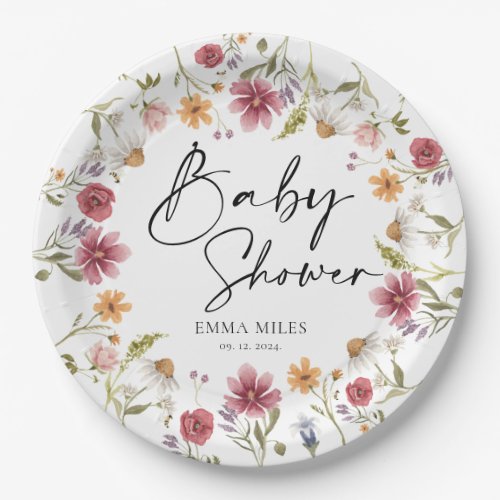 Wildflower Baby Shower Paper Plates