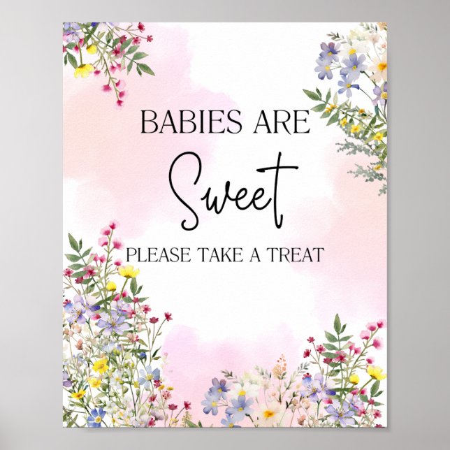 Wildflower Baby Shower Party Favor Sign (Front)