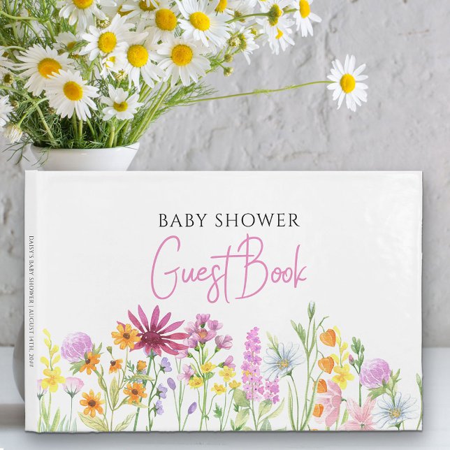 Wildflower Baby Shower Personalized Guest Book (Guest Book which you can customize for any occasion from my Wildflower Meadow collection)