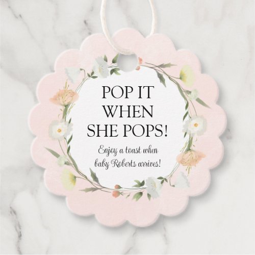 Wildflower Baby Shower Pop It When She Pops Favor Tags