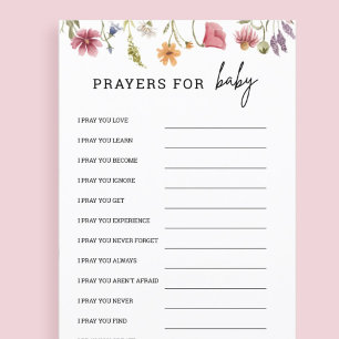 Wildflower Baby Shower Prayer For Baby Advice Card