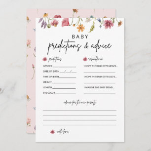 Wildflower Baby Shower Prediction and Advice Cards