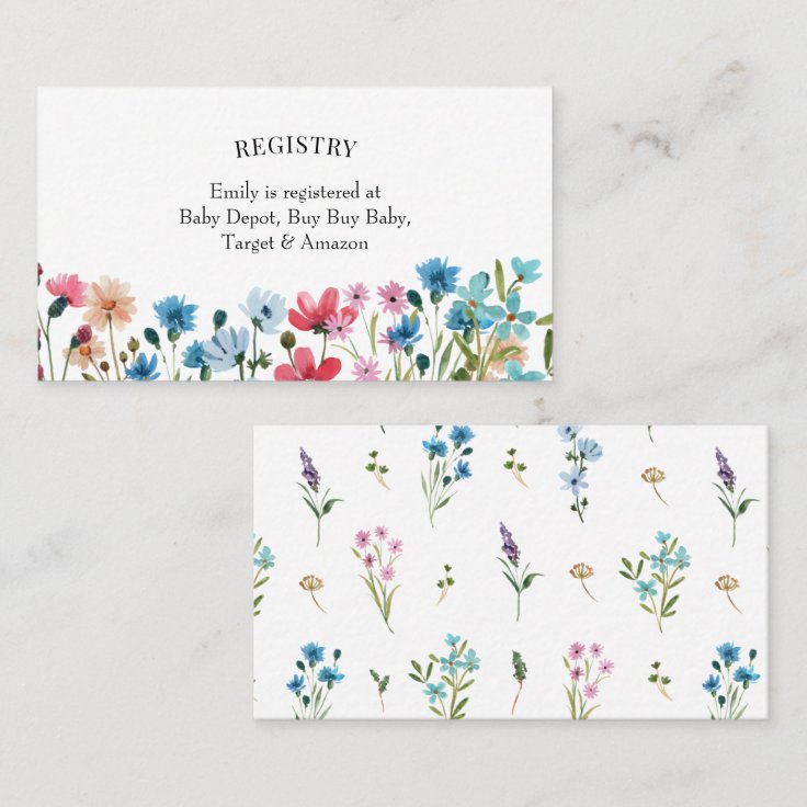Wildflower Baby Shower Registry Insert Card Zazzle