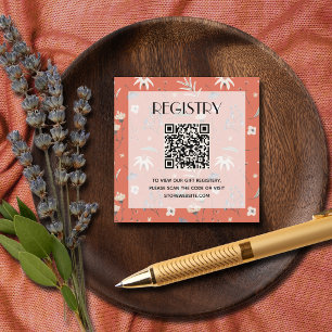 Wildflower Baby Shower Registry QR Code Terracotta Enclosure Card