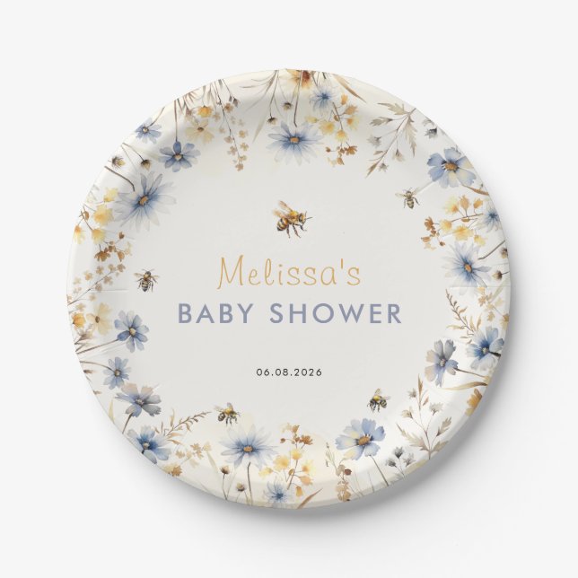 Wildflower Baby Shower Spring  Paper Plates (Front)