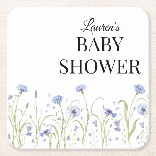 Wildflower Baby Shower Square Paper Coaster