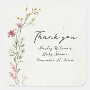 Wildflower Baby Shower Square Sticker