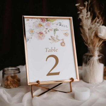 Wildflower Baby Shower Table Number Card by CavaPartyDesign at Zazzle