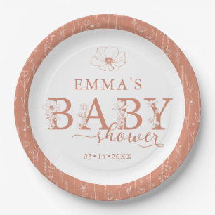 Wildflower Baby Shower Terracotta Floral Plate