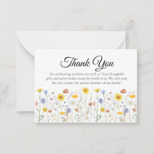 Wildflower Baby Shower Thank You Card