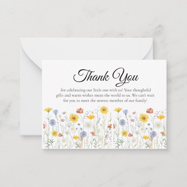 Wildflower Baby Shower Thank You Card (Front)