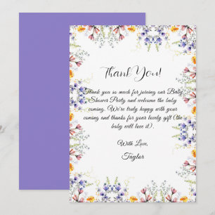 Wildflower Baby Shower Thank You Card