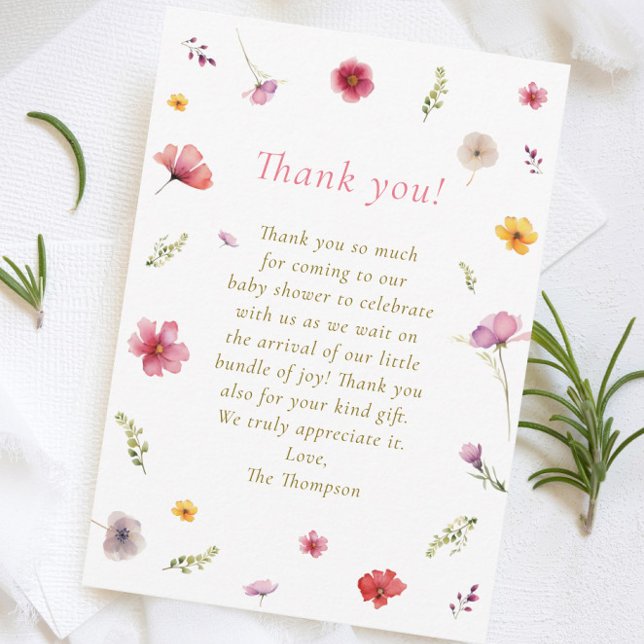 Wildflower Baby Shower Thank You Card (Creator Uploaded)