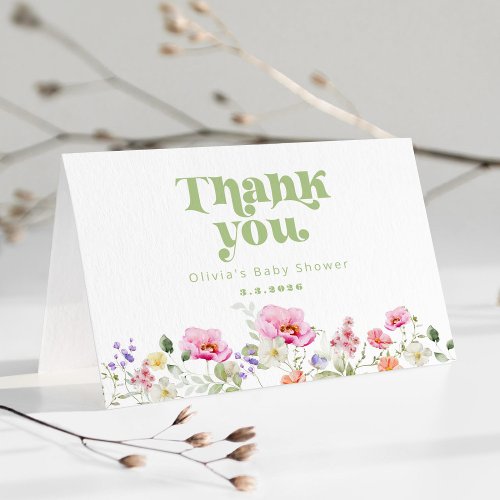 Wildflower baby shower thank you card