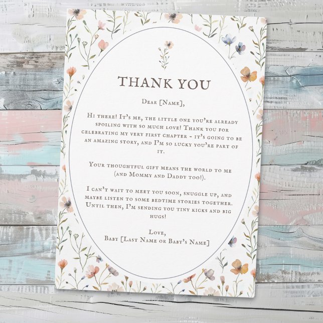 Wildflower Baby Shower Thank You Card (Creator Uploaded)