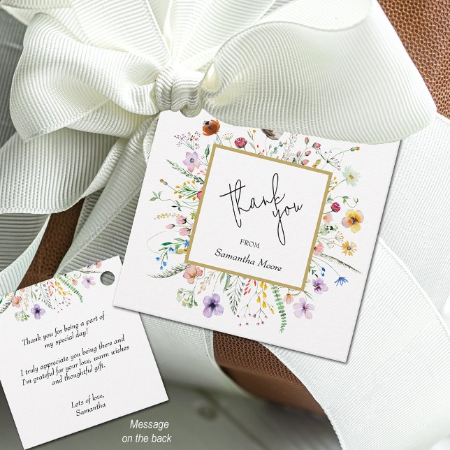 Wildflower Baby Shower Thank You Favor Tags (Wildflower Baby Shower Thank You Favor Tags 2" x 2" (your message on the back))