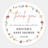 Wildflower Baby Shower Thank You Favors Classic Round Sticker