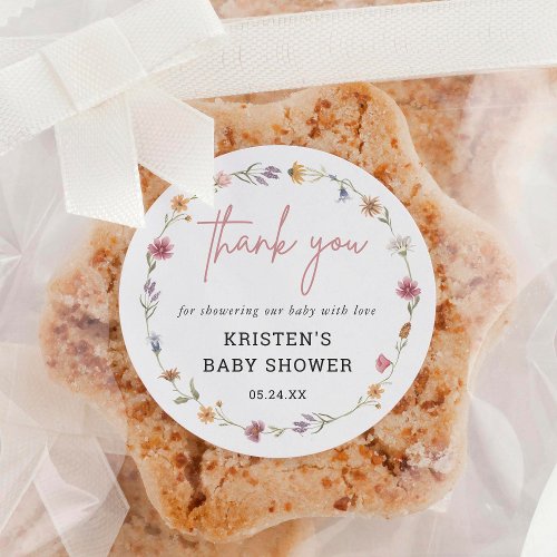 Wildflower Baby Shower Thank You Favors Classic Round Sticker