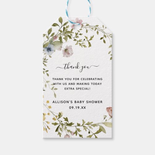 Wildflower  Baby Shower Thank You Gift Tags