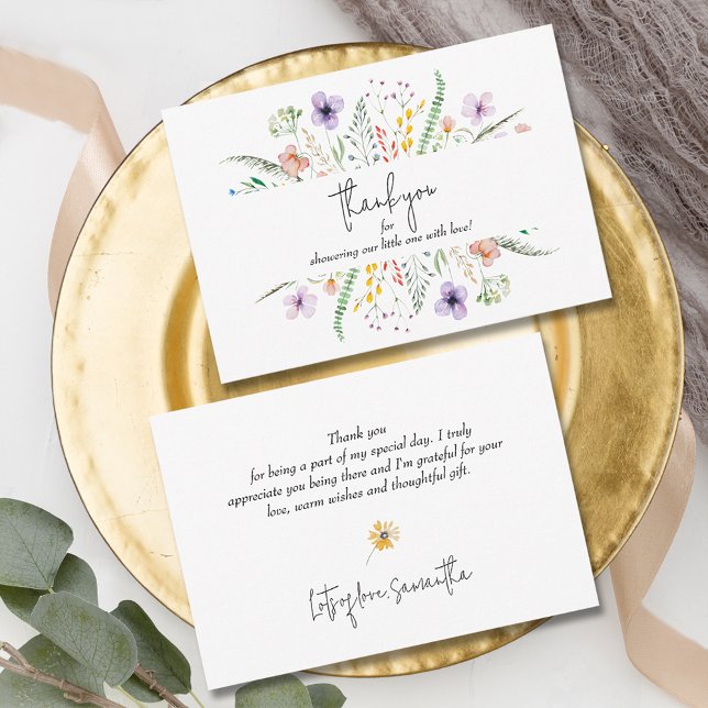 Wildflower Baby Shower Thank You Note Card (Wildflower baby shower thank you note cards)