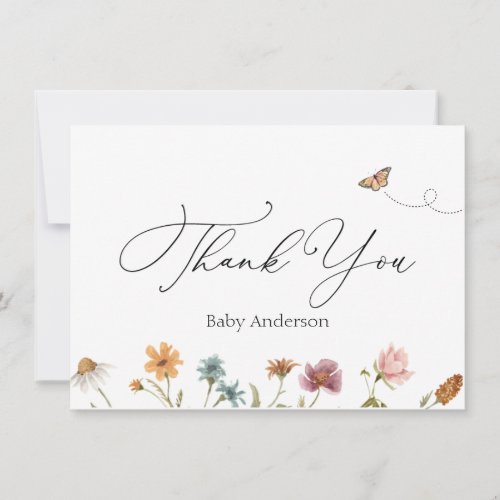 Wildflower Baby Shower Thank You  Note Card