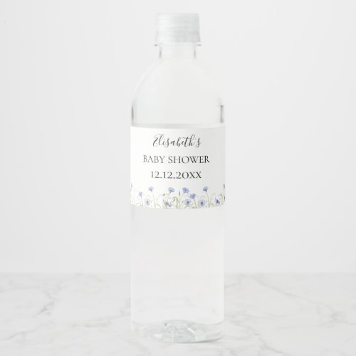 Wildflower Baby Shower Water Bottle Label