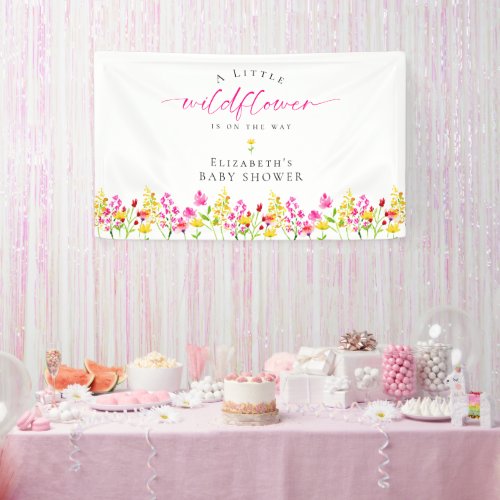 Wildflower Baby Shower Watercolor Floral Backdrop  Banner
