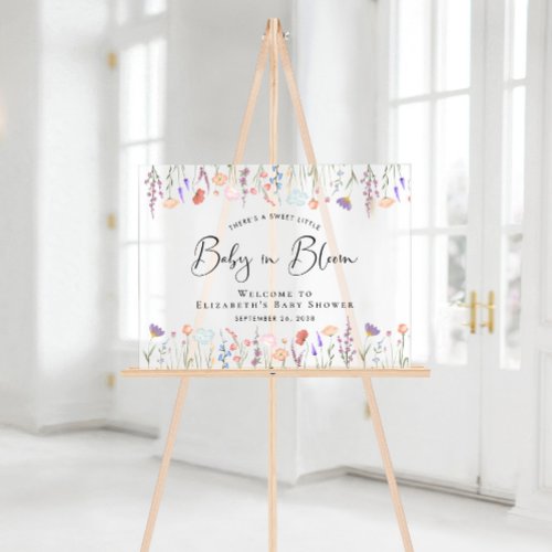 Wildflower Baby Shower Welcome Acrylic Sign