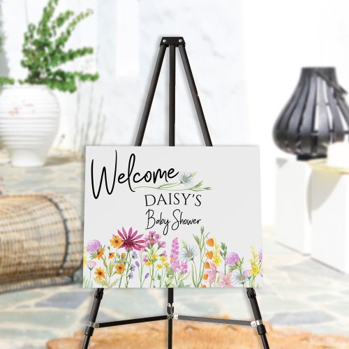Wildflower Baby Shower Welcome Easel Sign