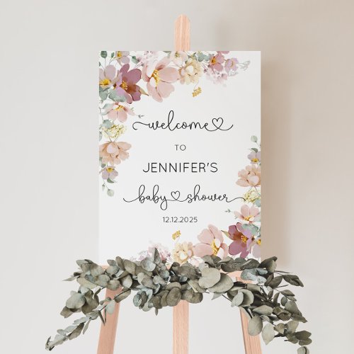 Wildflower baby shower welcome foam board