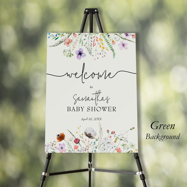 Wildflower Baby Shower Welcome Foam Board (Wildflower Baby Shower Welcome Sign Green Foam Board )