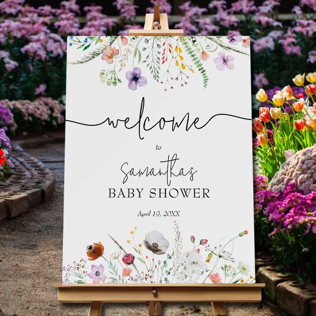 Wildflower Baby Shower Welcome Foam Board (Wildflower baby shower Welcome foam board sign, choose your size)