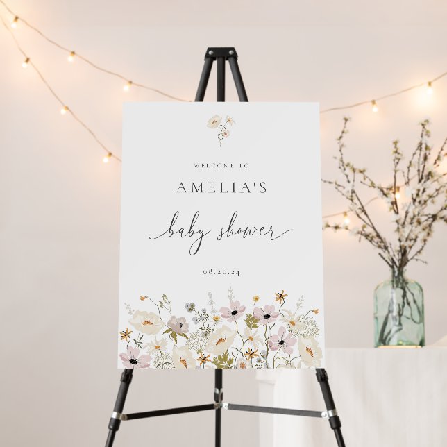 Wildflower Baby Shower Welcome Foam Board (In Situ (Stand))