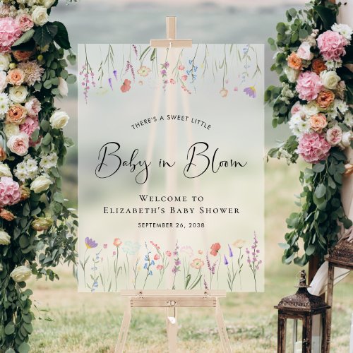 Wildflower Baby Shower Welcome Frosted Acrylic Sign