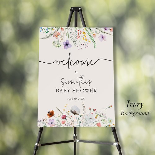 Wildflower Baby Shower Welcome Ivory Foam Board